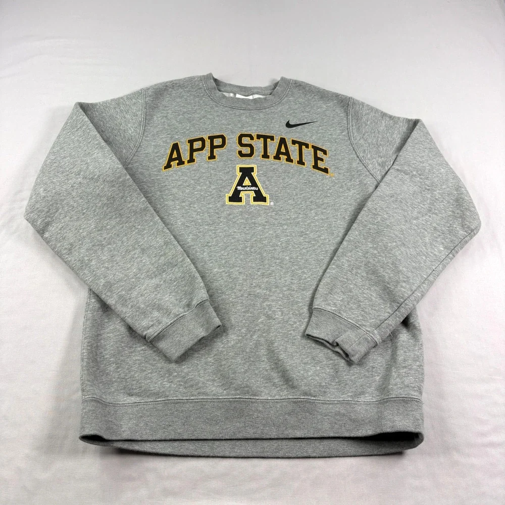 Appalachian State Mountaineers Nike Sweatshirt Men Small Gray Crew Neck Pullover